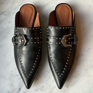 Givenchy black leather studded slip on loafers